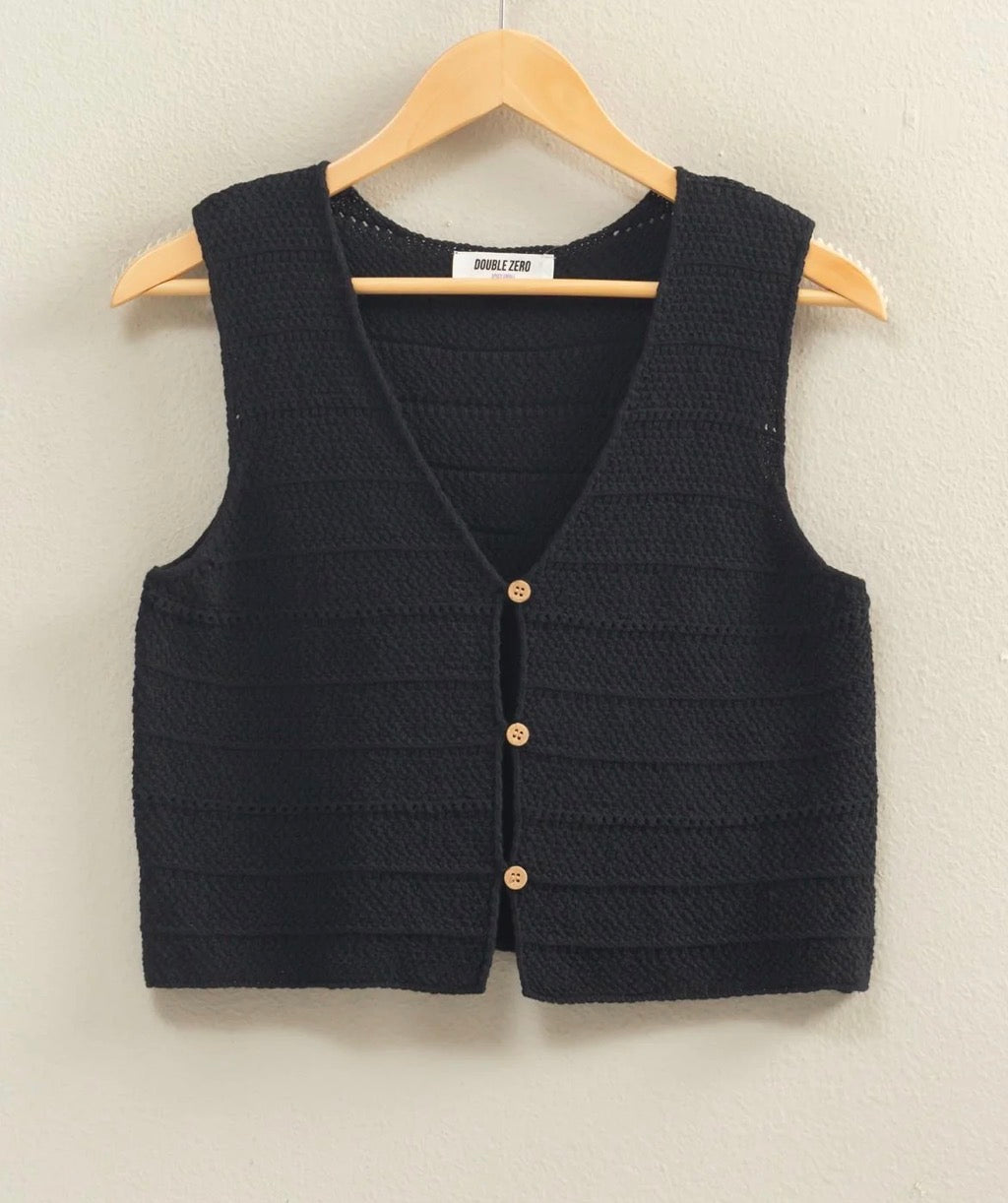 BLACK SLEEVELESS KNIT VEST