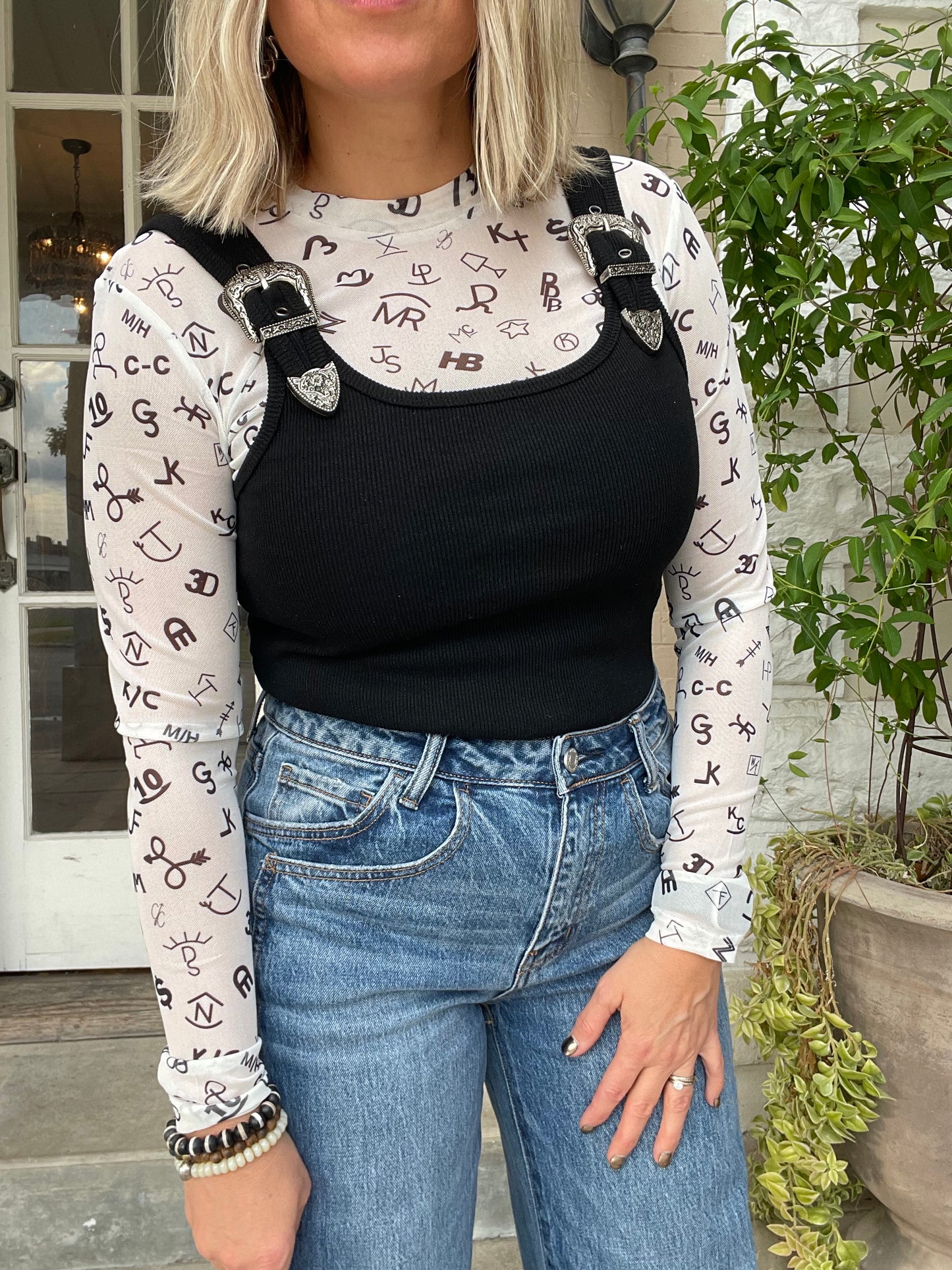 BLACK WESTERN BUCKLE BODYSUIT