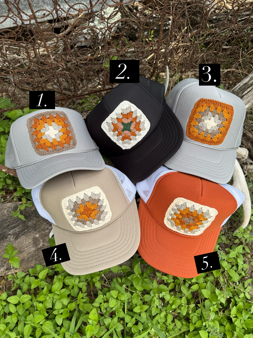 FALL GRANNY SQUARE CAPS