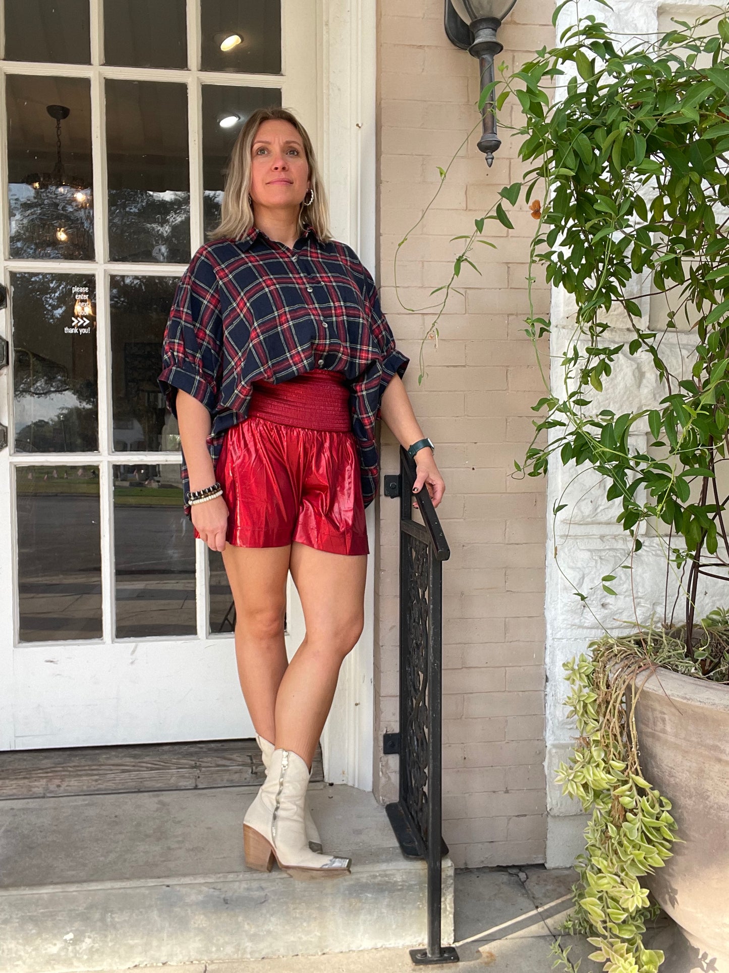 RED METALLIC SHORTS