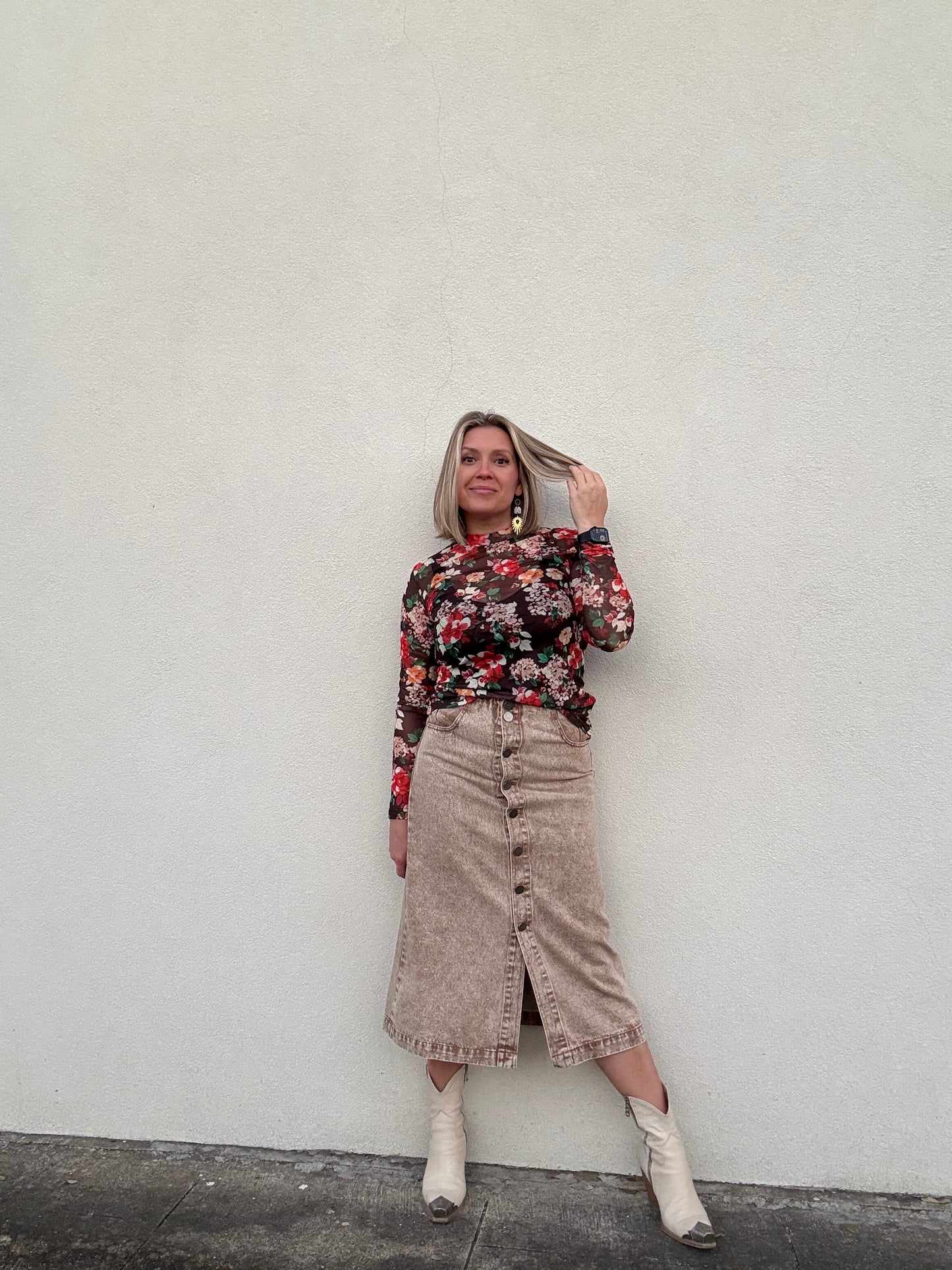 TAN DENIM SKIRT
