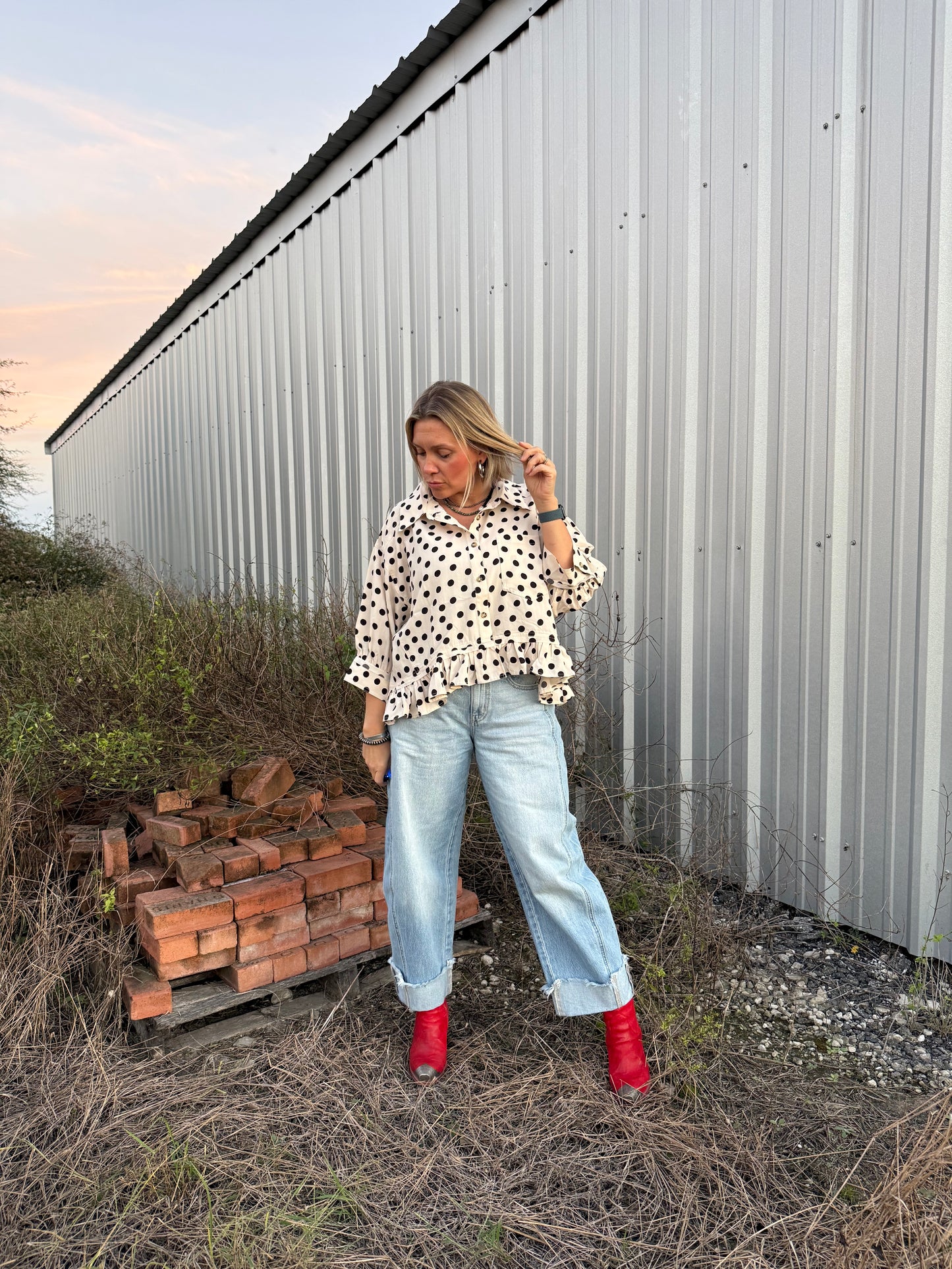 POLKA DOT RUFFLE TOP