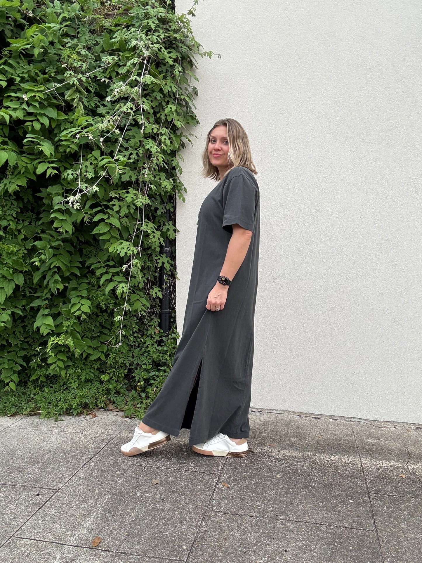 CHARCOAL MAXI T-SHIRT DRESS
