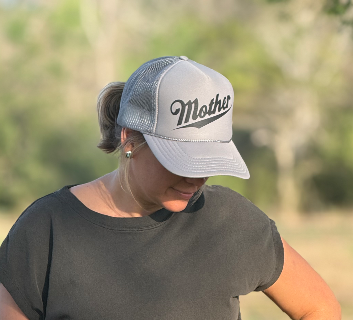 GREY & BLACK MOTHER TRUCKER CAP