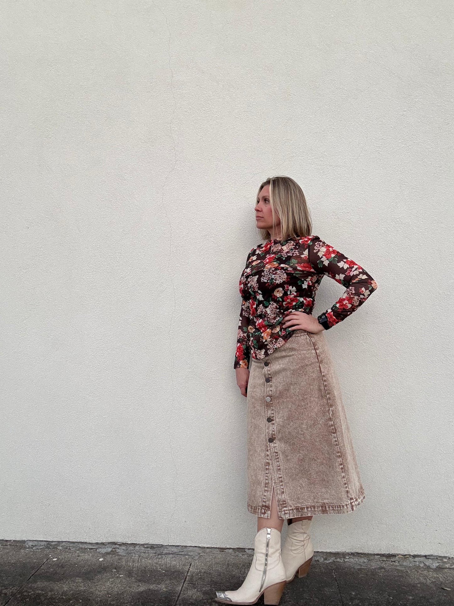 TAN DENIM SKIRT