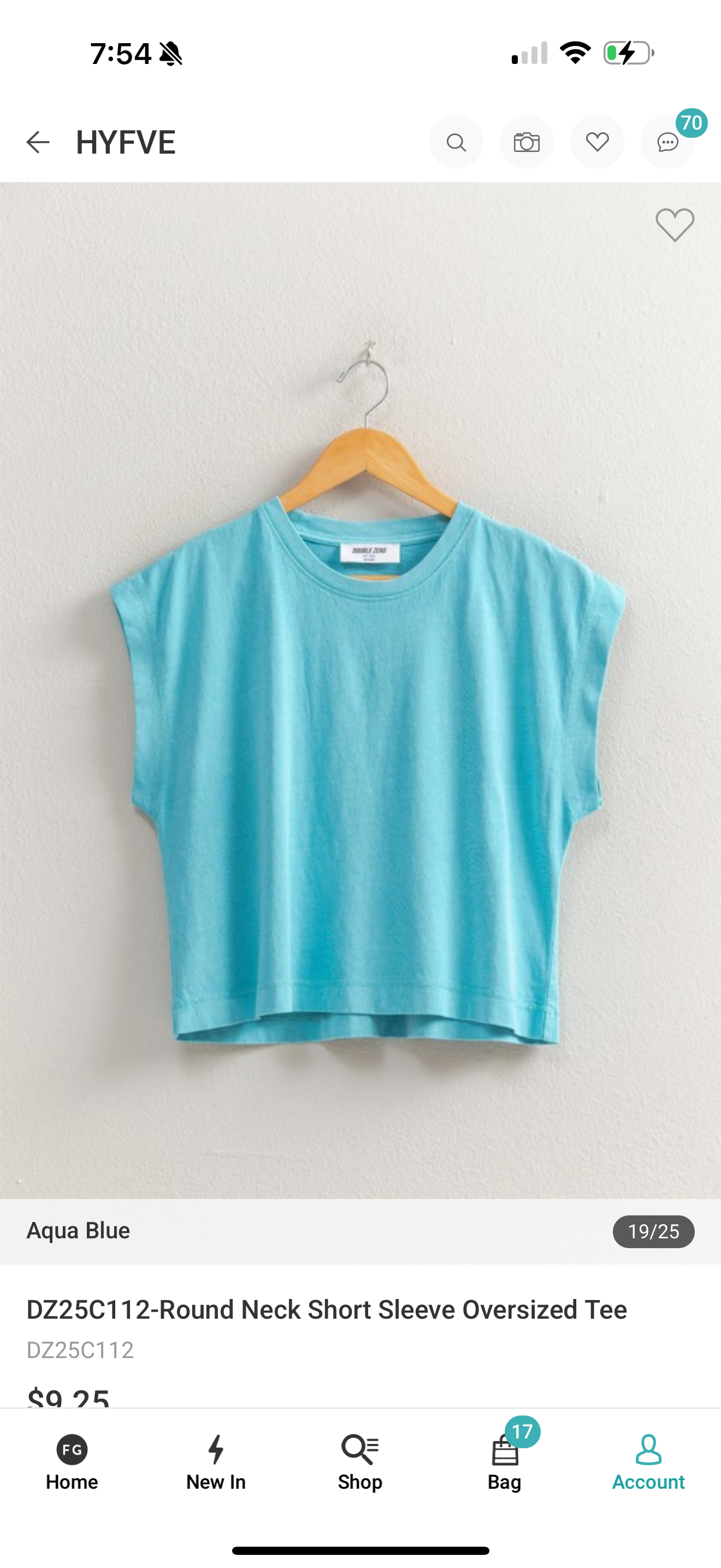 CAP SLEEVE T-SHIRT - AQUA/BLACK