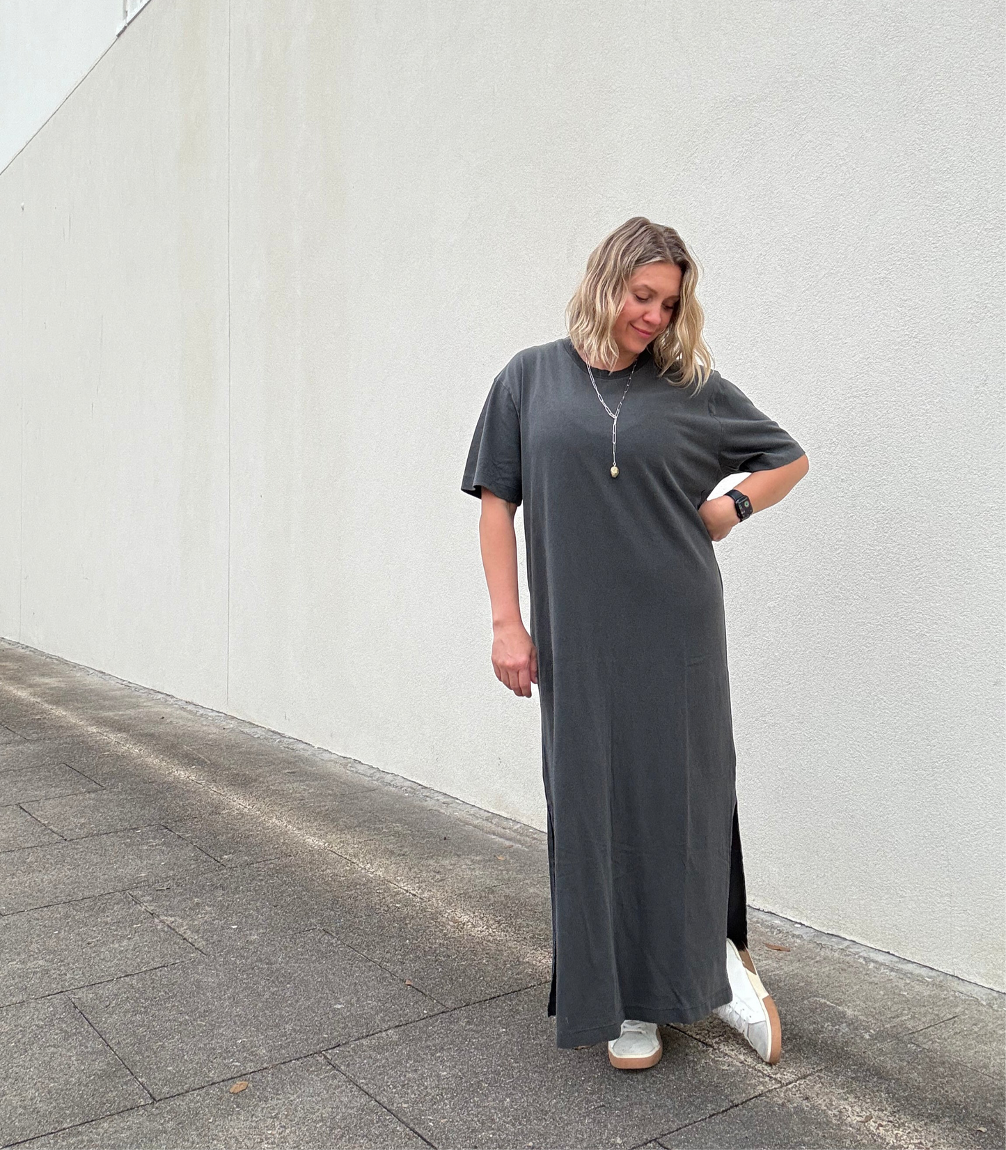 CHARCOAL MAXI T-SHIRT DRESS