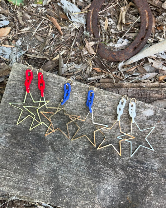 LINK CHAIN STAR EARRINGS