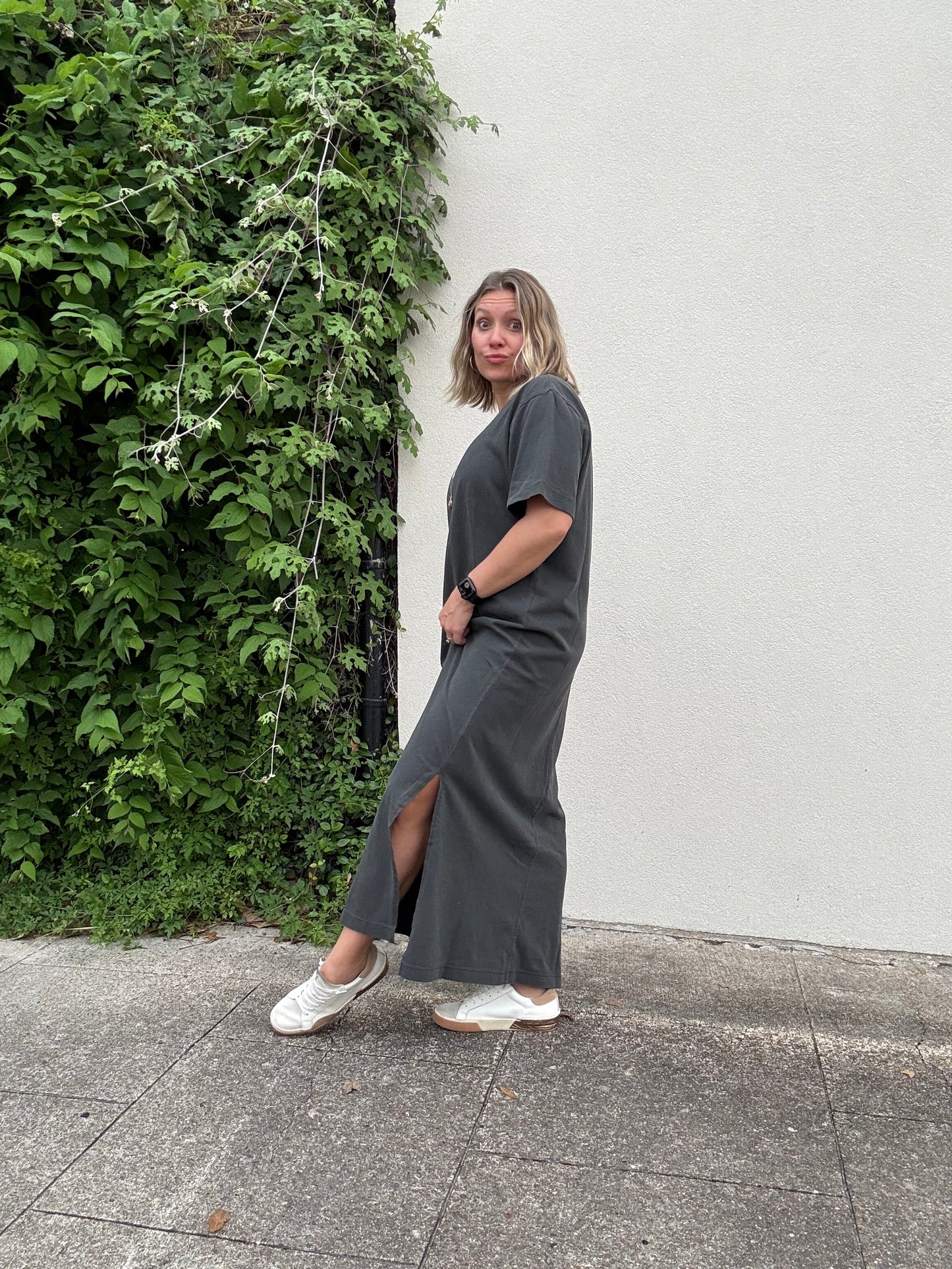CHARCOAL MAXI T-SHIRT DRESS