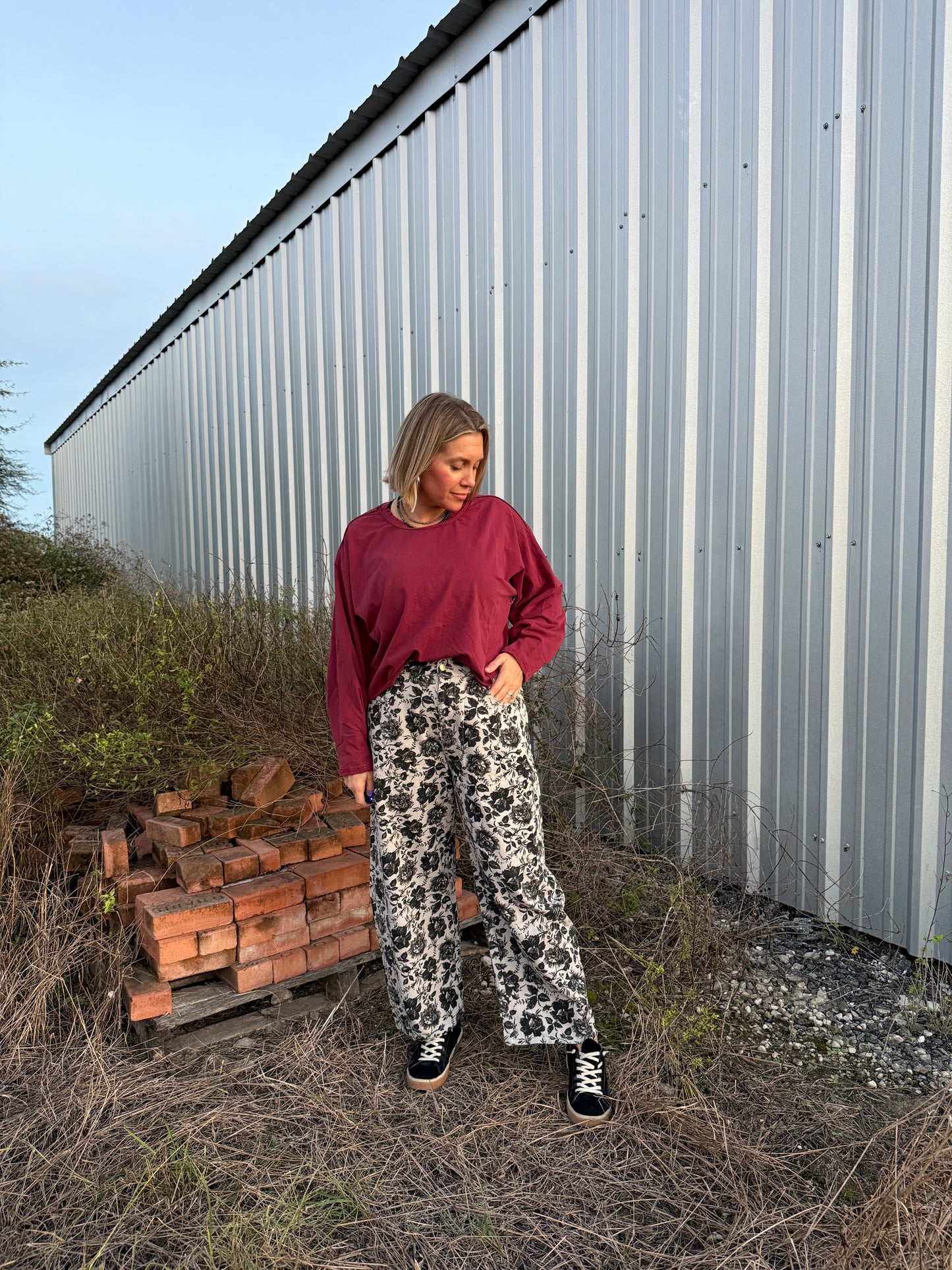 LONG SLEEVE TOP IN WINE