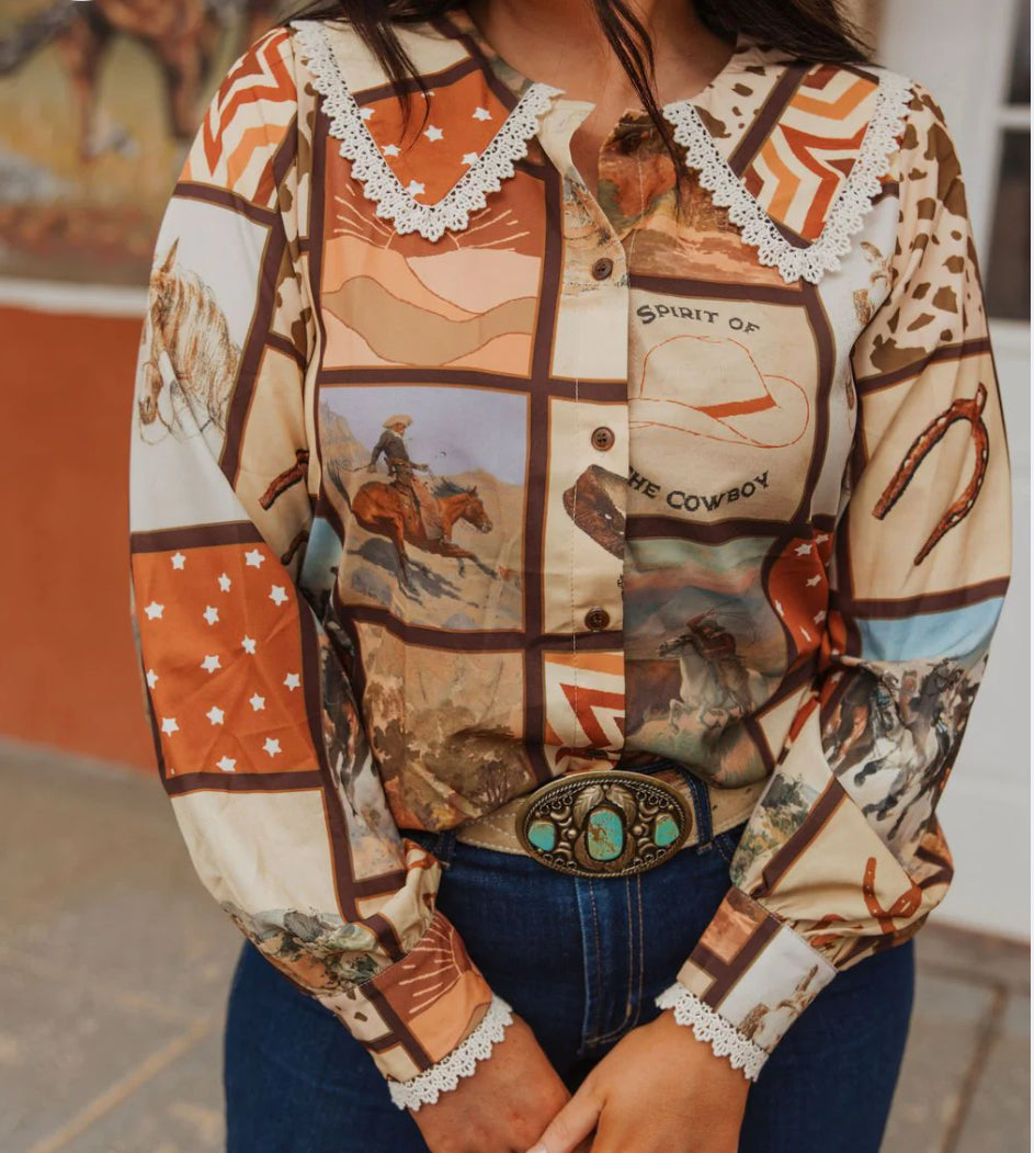 SQUARE WESTERN COLLAR TOP