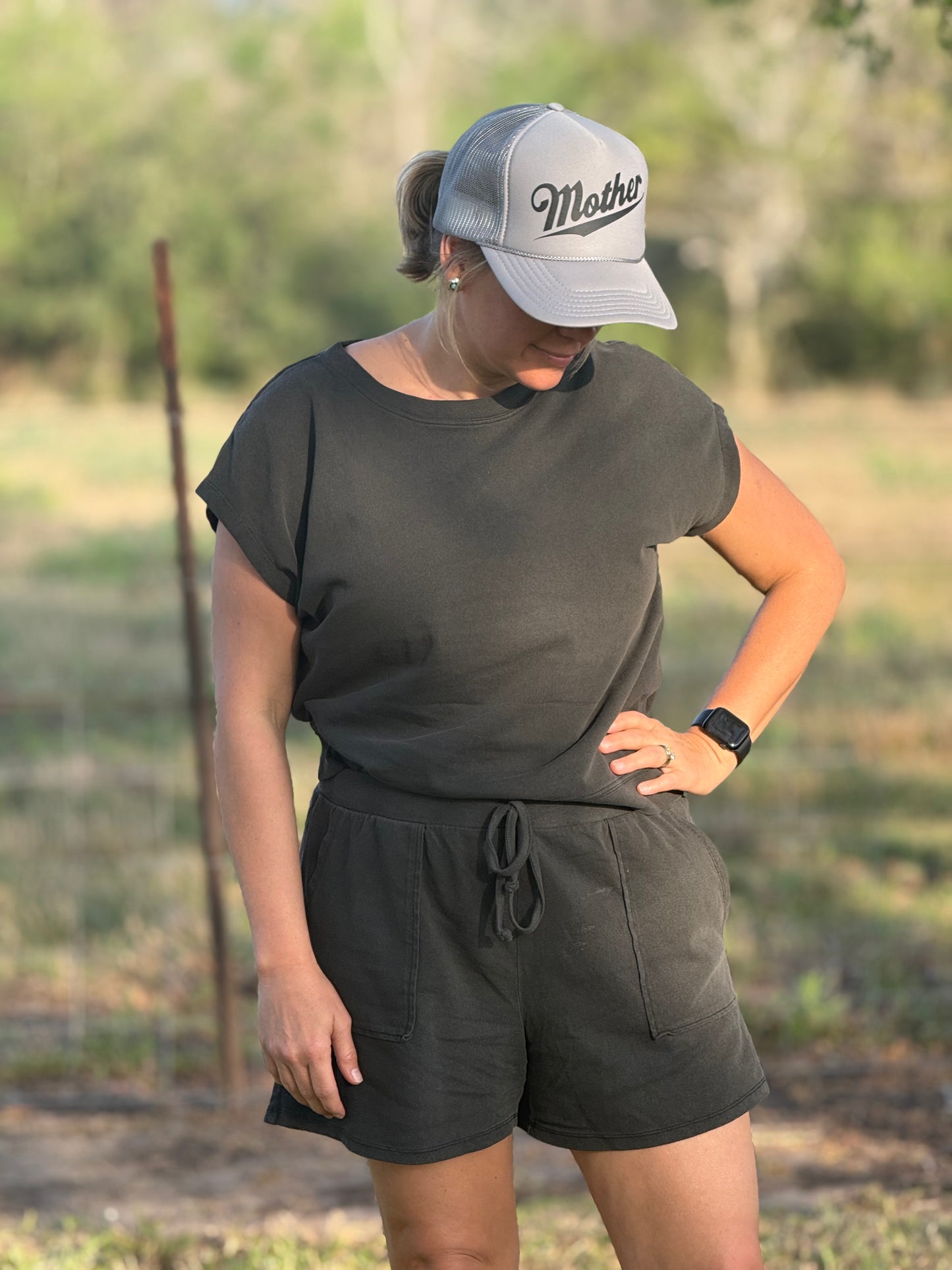 GREY & BLACK MOTHER TRUCKER CAP