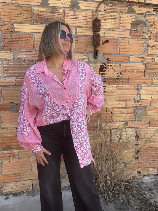 PINK BANDANA/FLORAL TOP