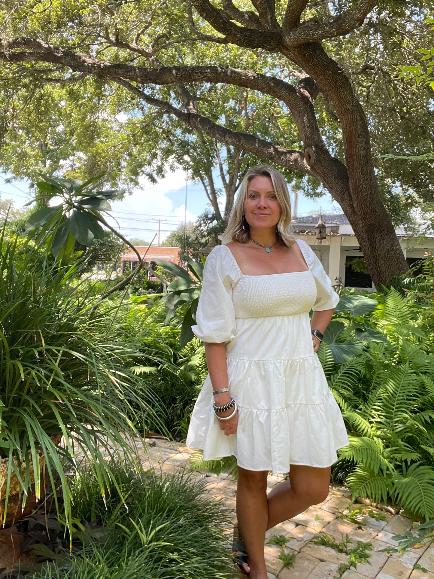 WHITE FLOWY DRESS