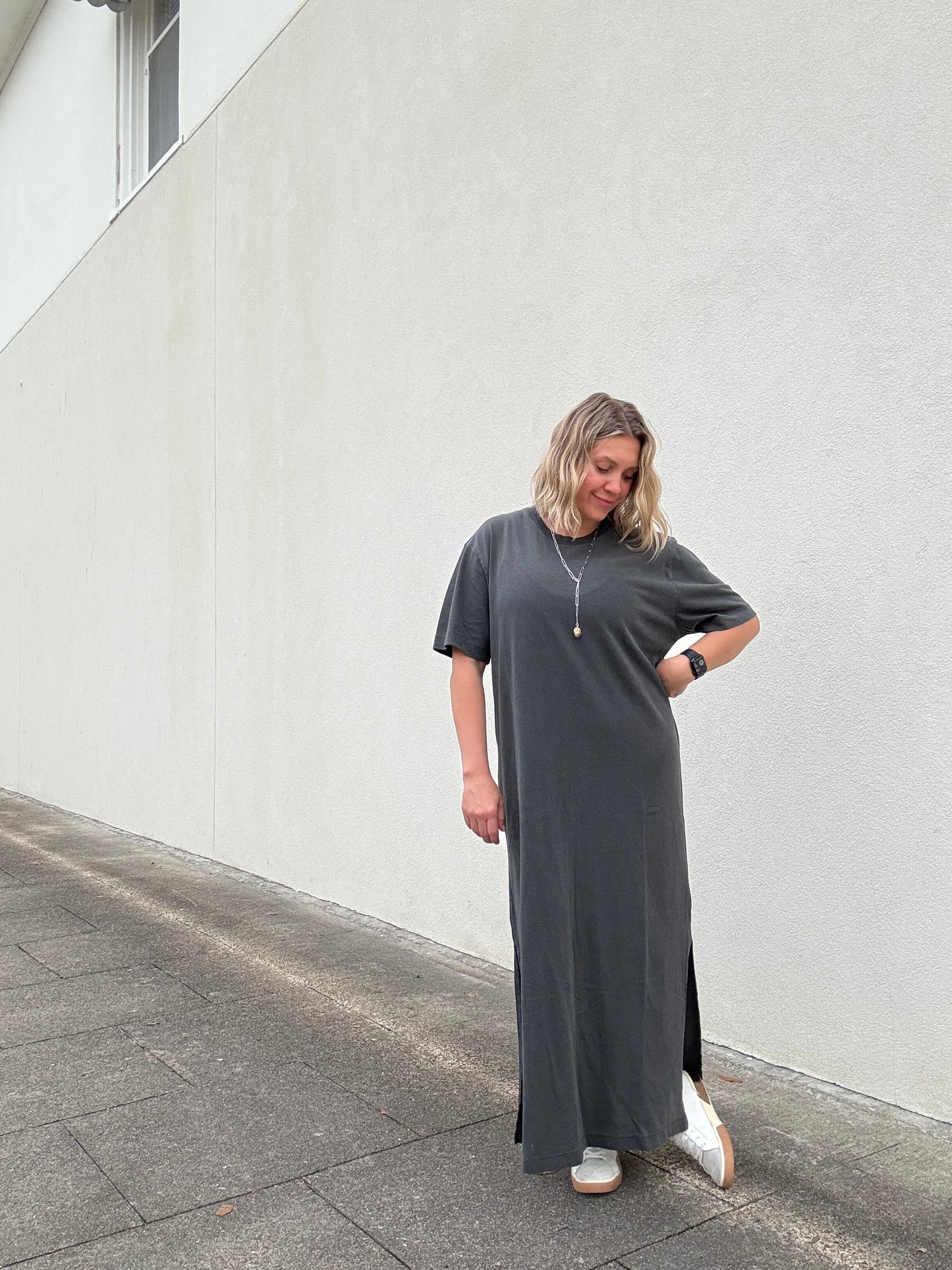 CHARCOAL MAXI T-SHIRT DRESS