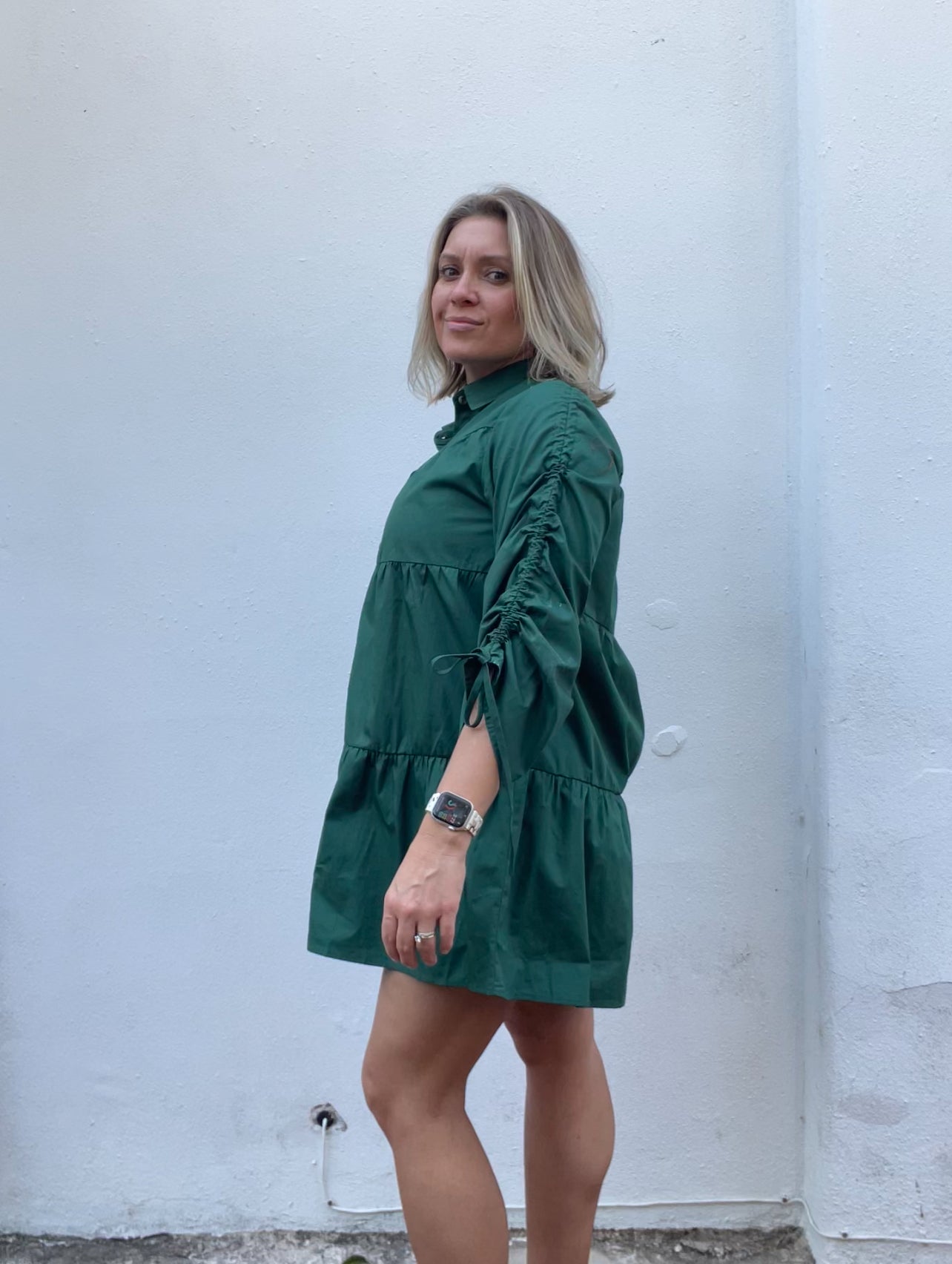 FOREST GREEN MULTI TIER DRESS