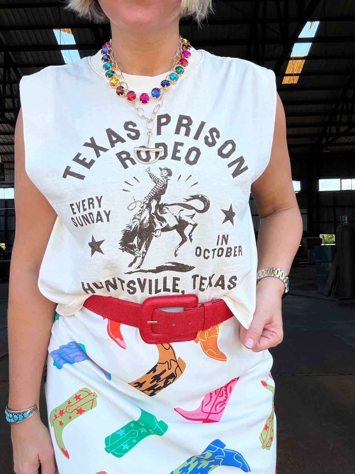 Texas Prison Rodeo Muscle Crop T-Shirt