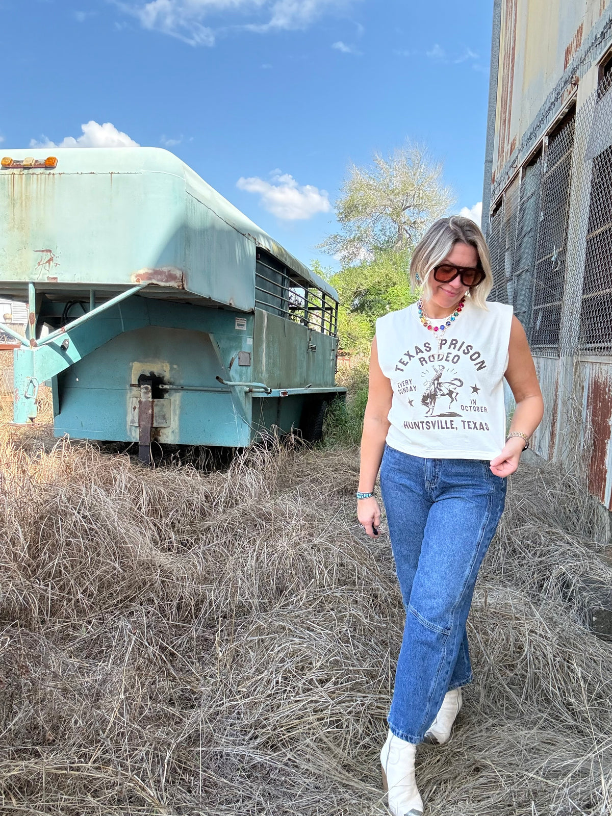 Texas Prison Rodeo Muscle Crop T-Shirt