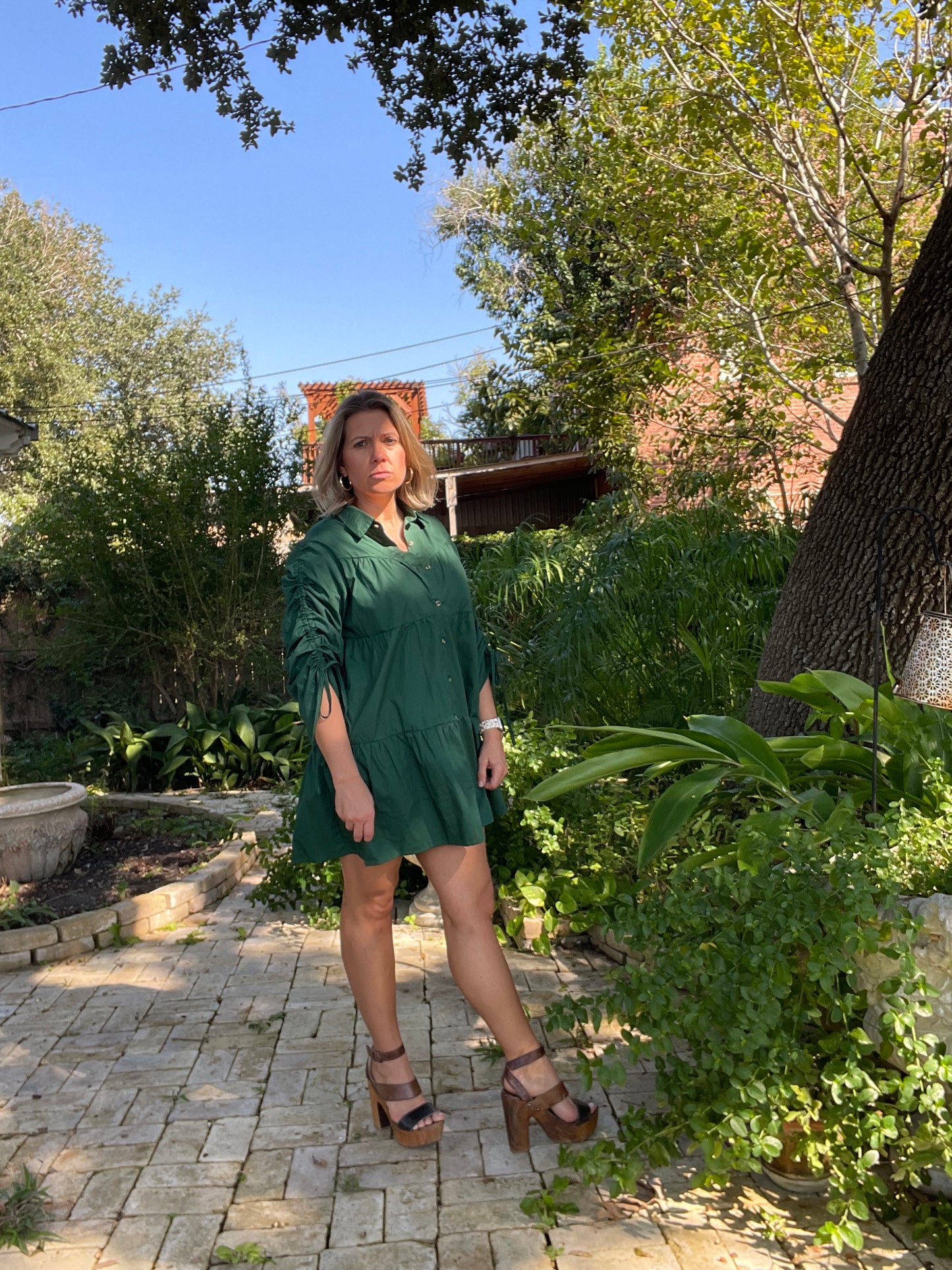 FOREST GREEN MULTI TIER DRESS