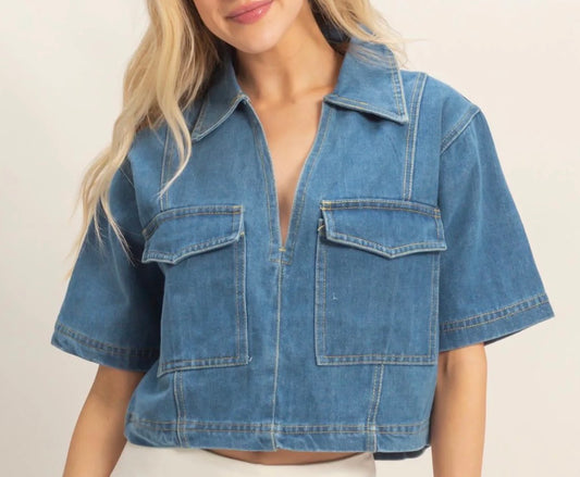 DENIM CROPPED SHIRT