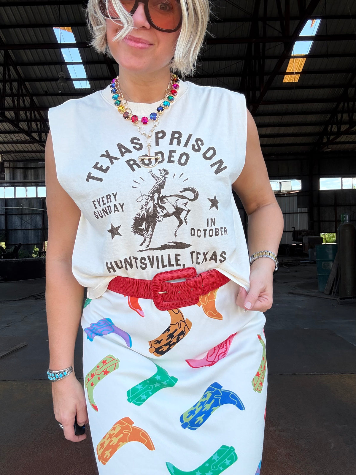 Texas Prison Rodeo Muscle Crop T-Shirt