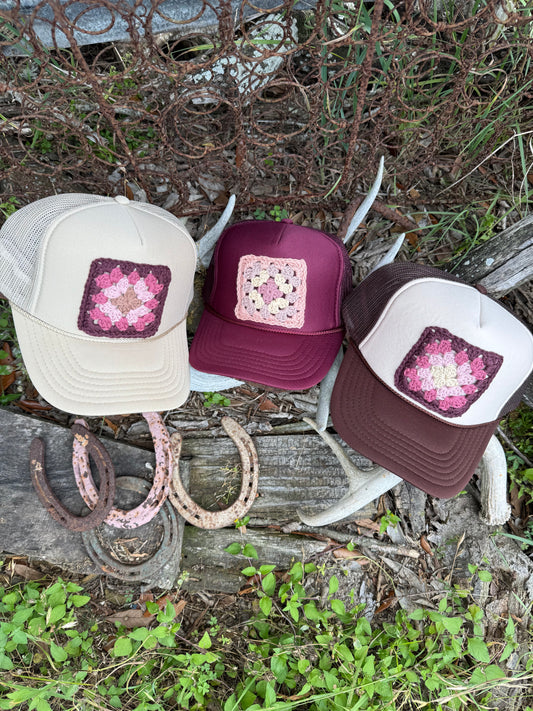 GRANNY SQUARE CAPS - MAUVE COLLECTION