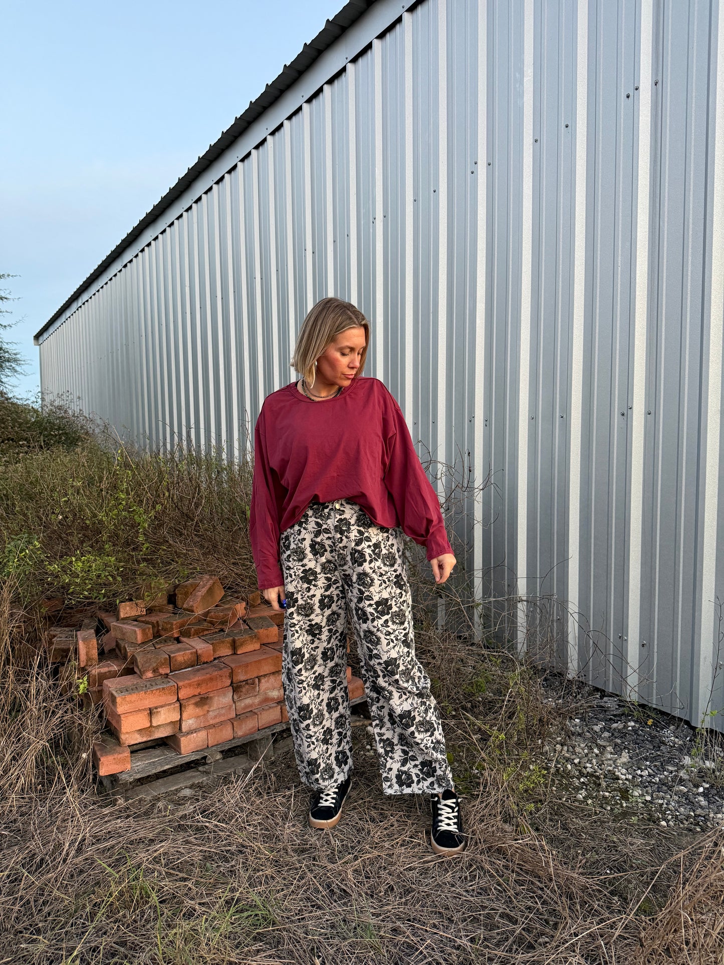LONG SLEEVE TOP IN WINE