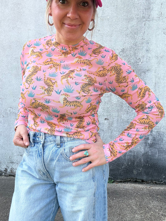 PINK TIGER MESH TOP