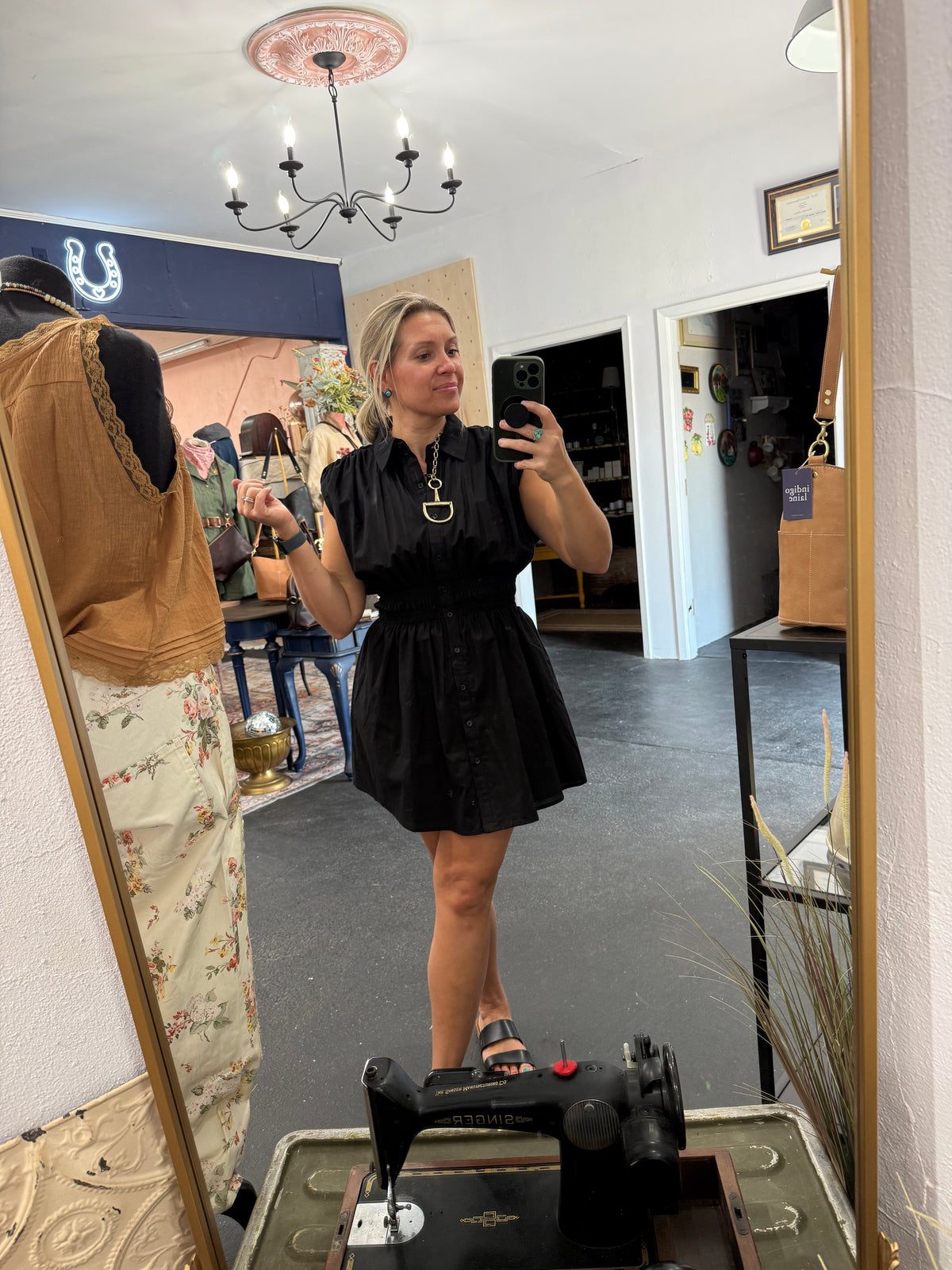 BLACK BOTTON DOWN DRESS