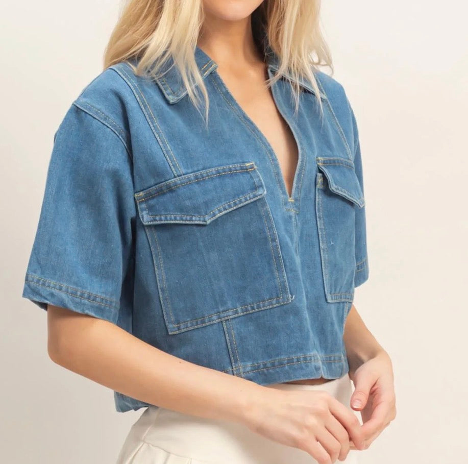 DENIM CROPPED SHIRT