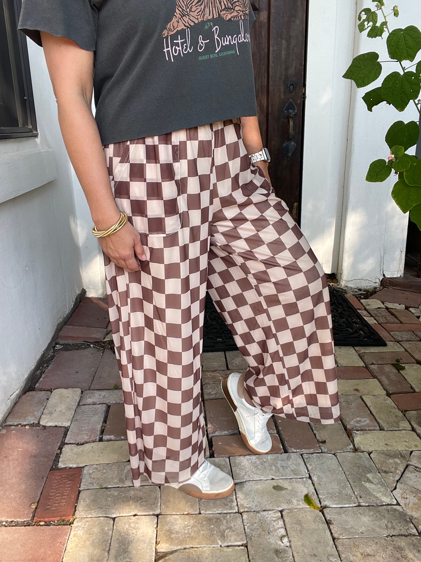 BROWN + CREAM CHECK PANTS