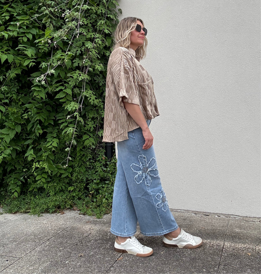 FLOWER POWER WIDE LEG JEANS