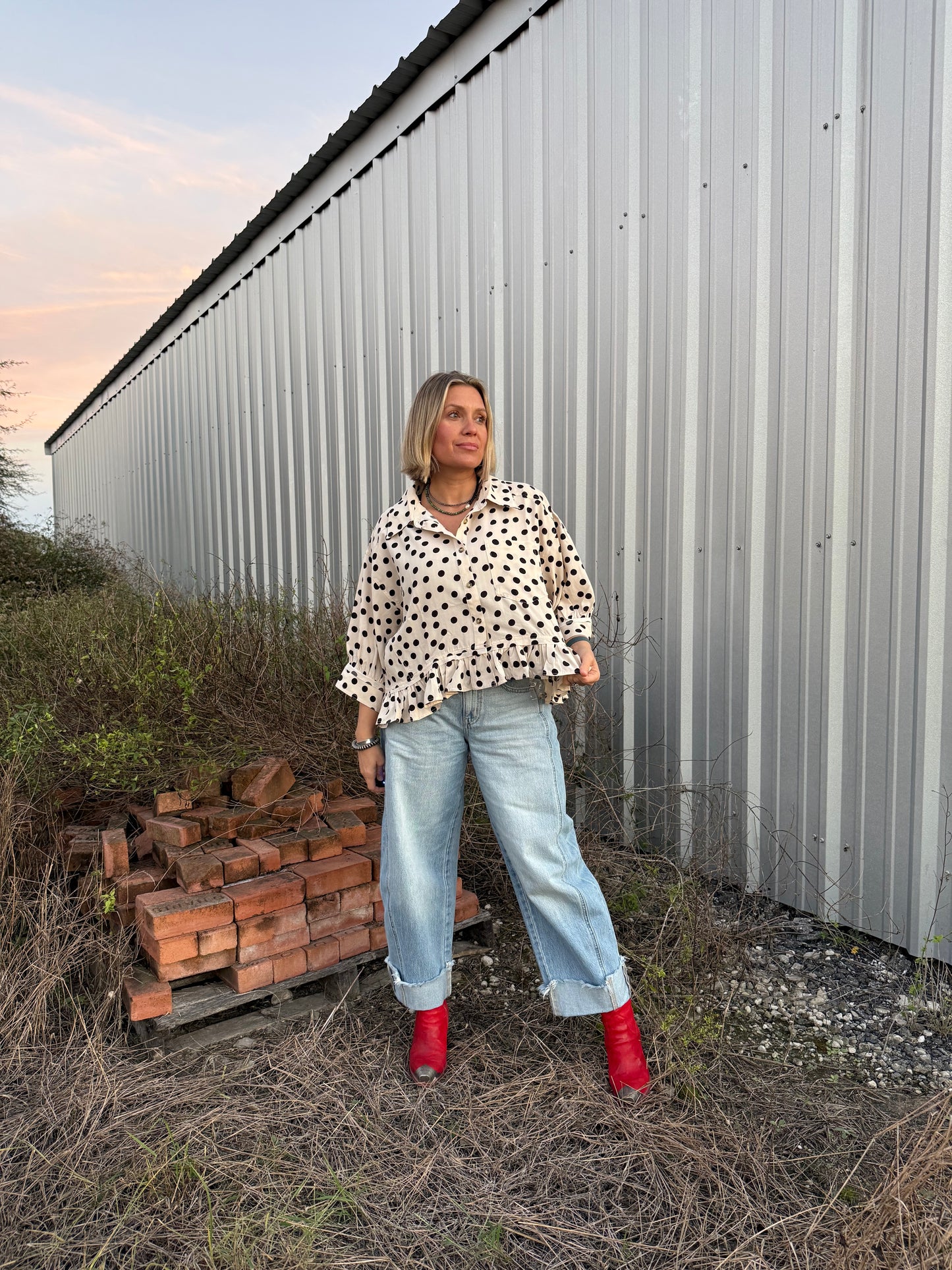 POLKA DOT RUFFLE TOP