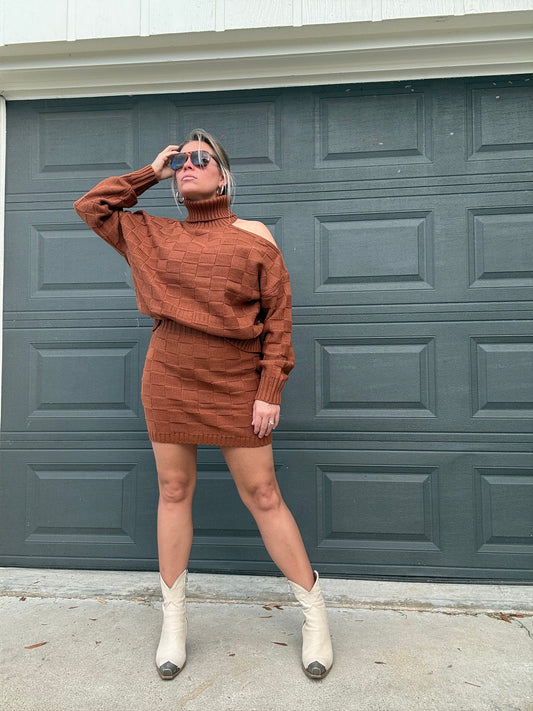 RUSTY BROWN SWEATER/SKIRT SET