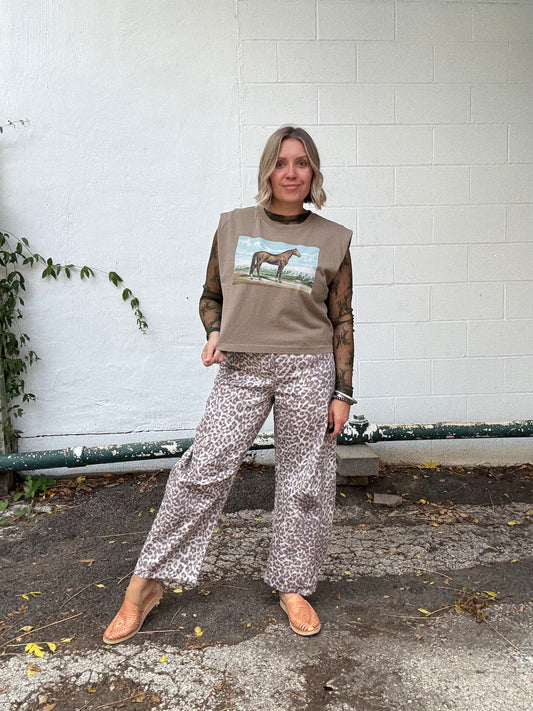 LEOPARD BARREL JEANS