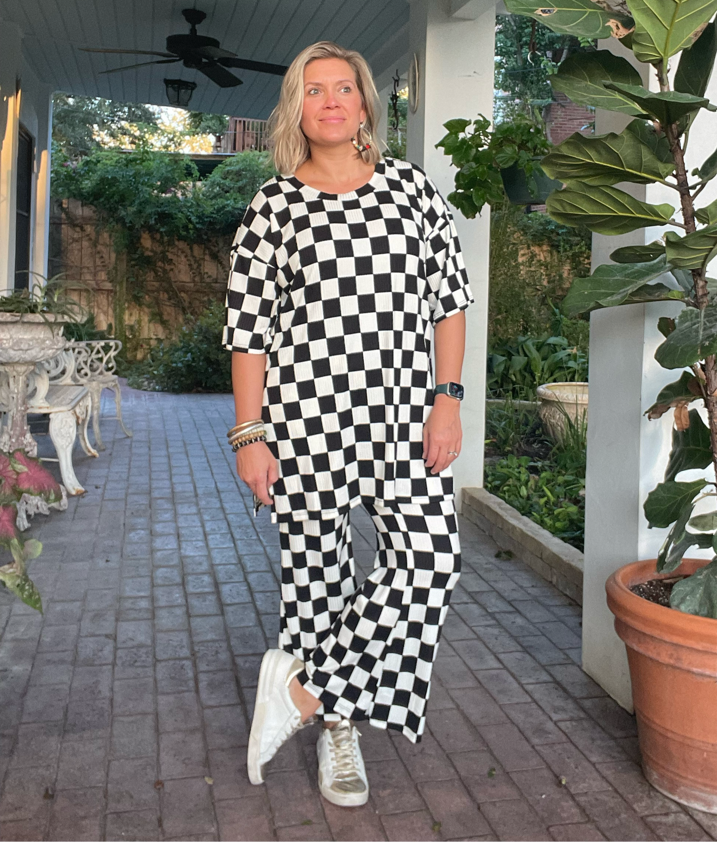 BLACK + WHITE CHECK PANT SET