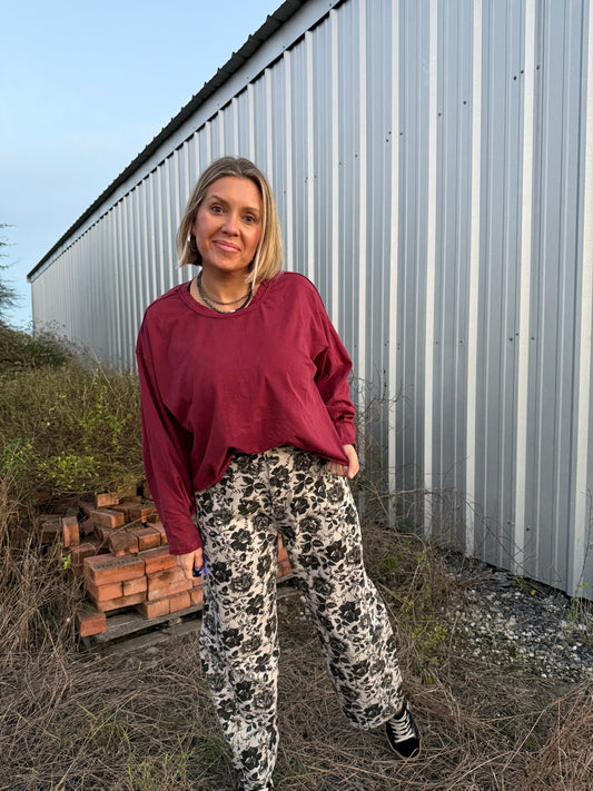 LONG SLEEVE TOP IN WINE