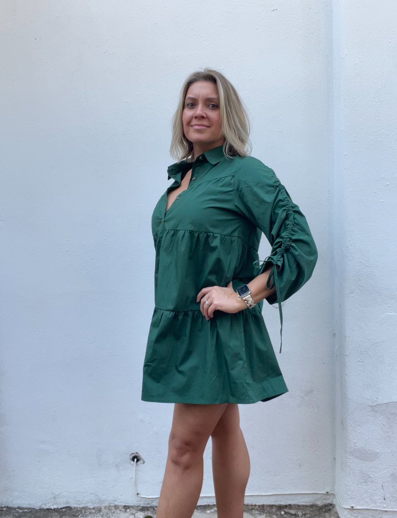 FOREST GREEN MULTI TIER DRESS