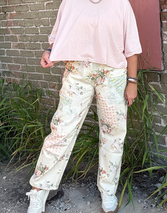 FLORAL PATCH JEANS