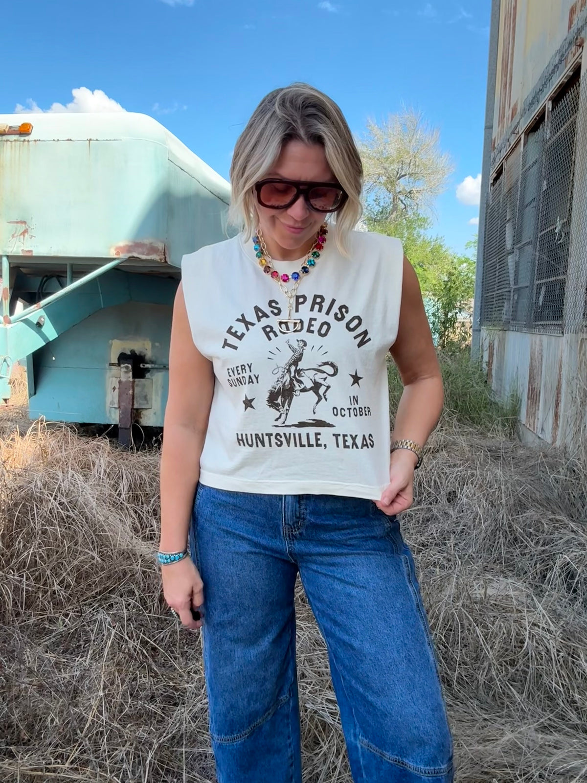 Texas Prison Rodeo Muscle Crop T-Shirt
