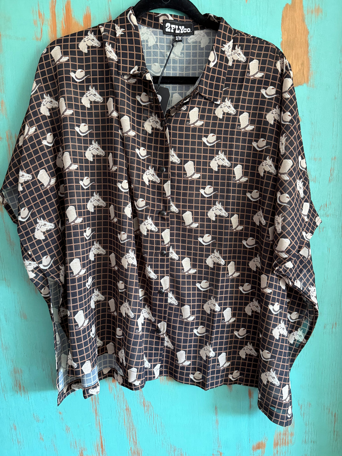WESTERN CHECK FLOWY TOP