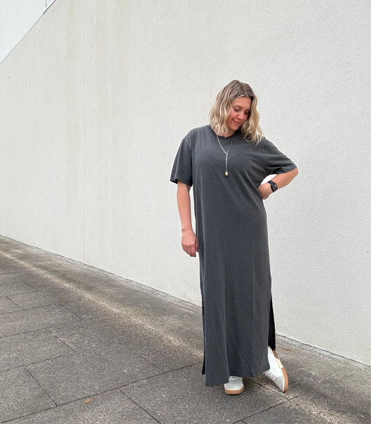CHARCOAL MAXI T-SHIRT DRESS