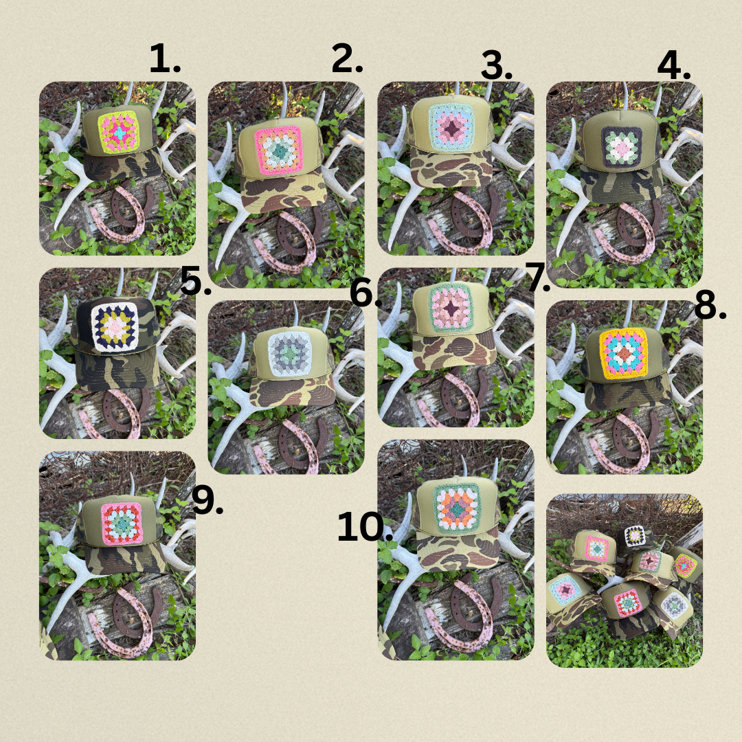 CAMO GRANNY SQUARE CAP