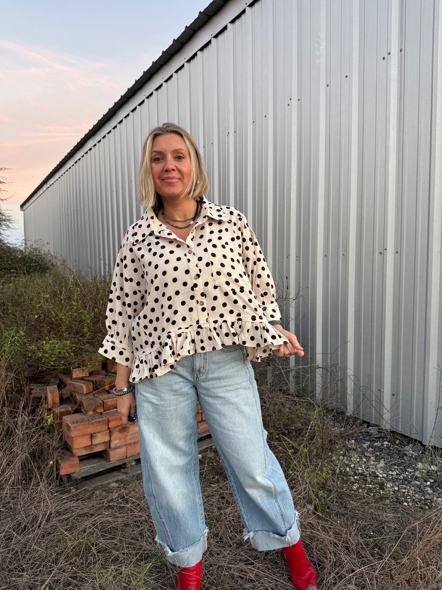 POLKA DOT RUFFLE TOP