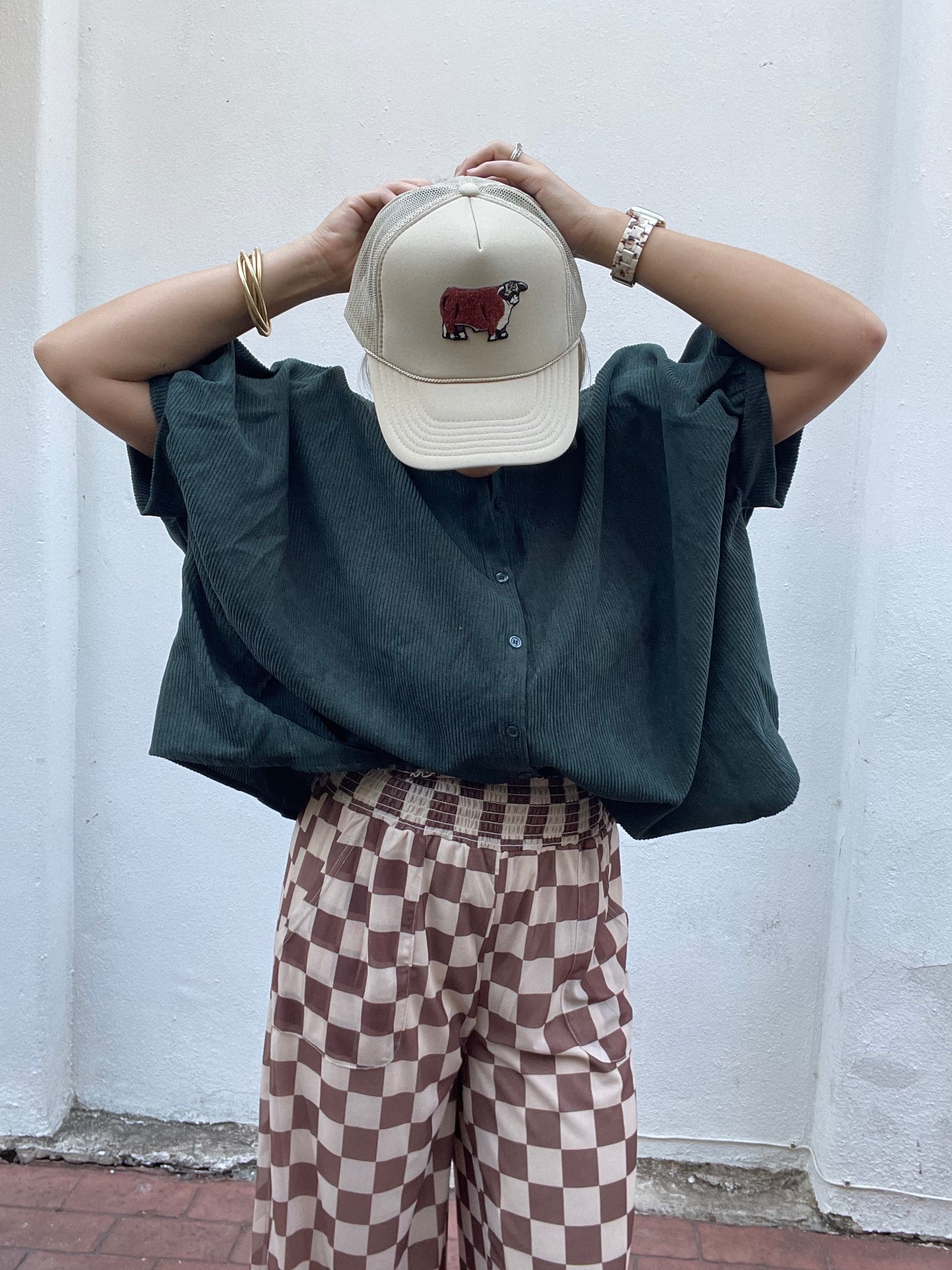 BROWN + CREAM CHECK PANTS