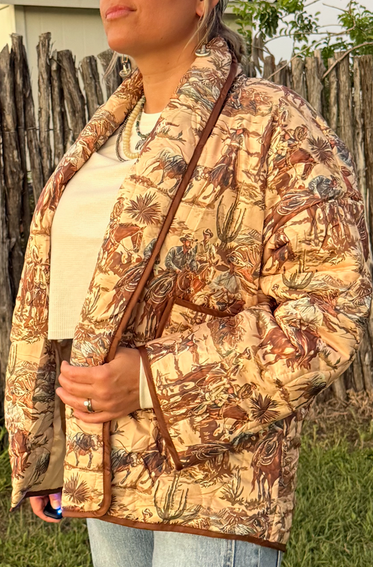 VINTAGE COWBOY PRINT JACKET