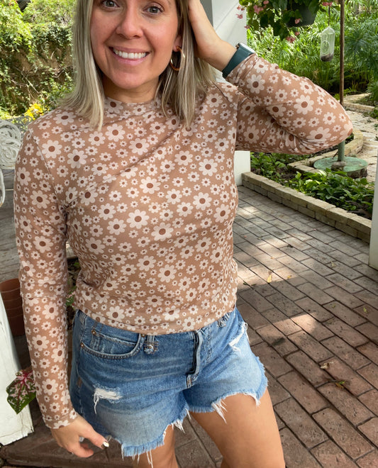 RETRO FLORAL MESH TOP