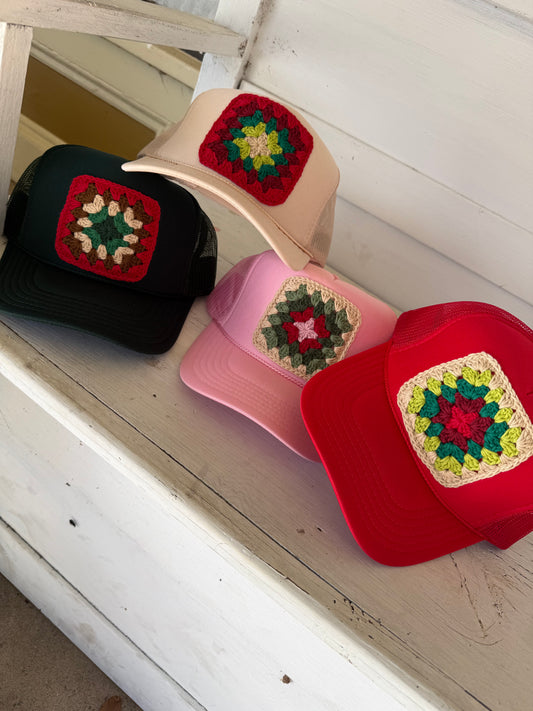 CHRISTMAS GRANNY SQUARE CAP