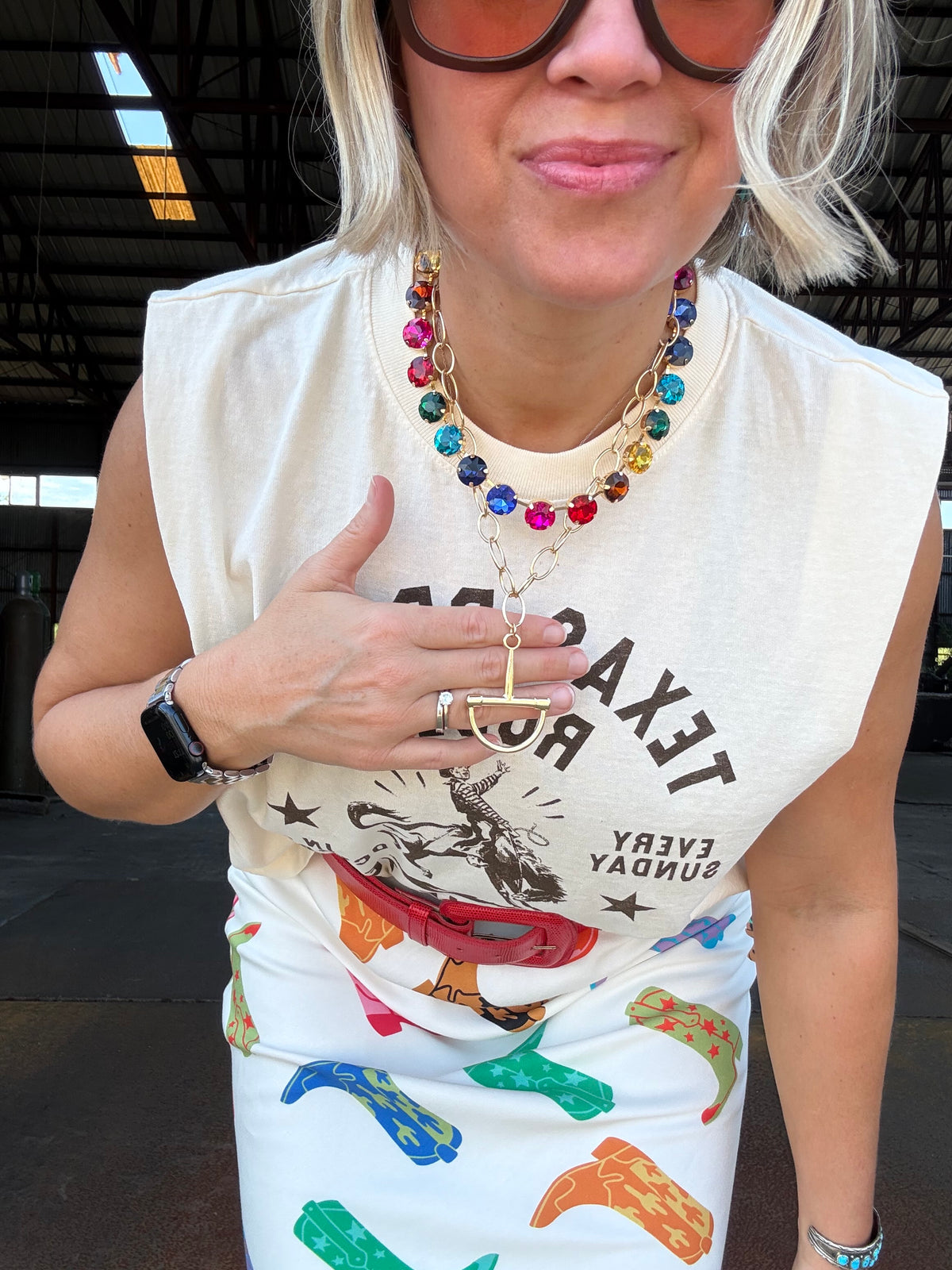 Multi color crystal necklace