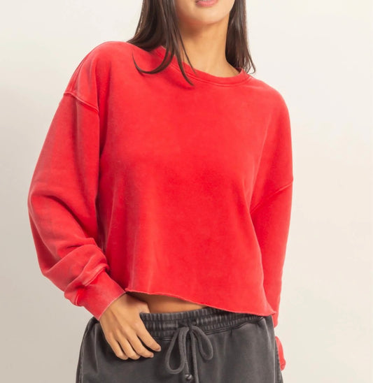 RED CROP SWEATSHIRT